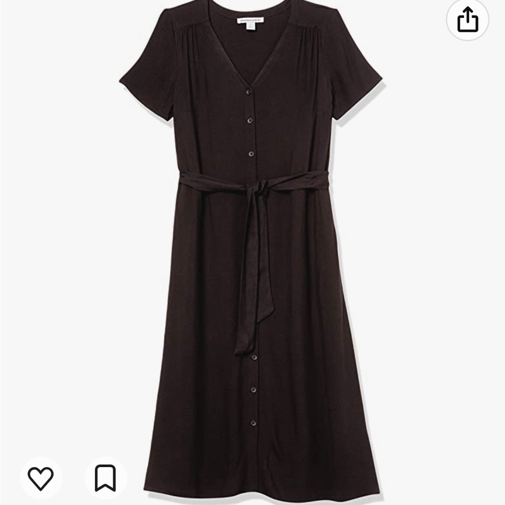 Amazon Essentials Women's Short-Sleeve Midi Button Front Tie Dress